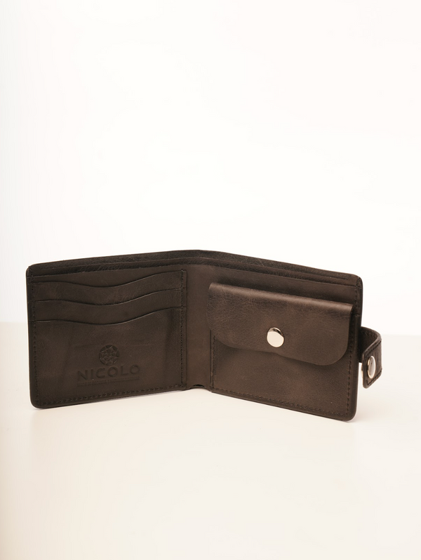 ნიკოლოს ნატურალური ტყავის საფულე, შავი