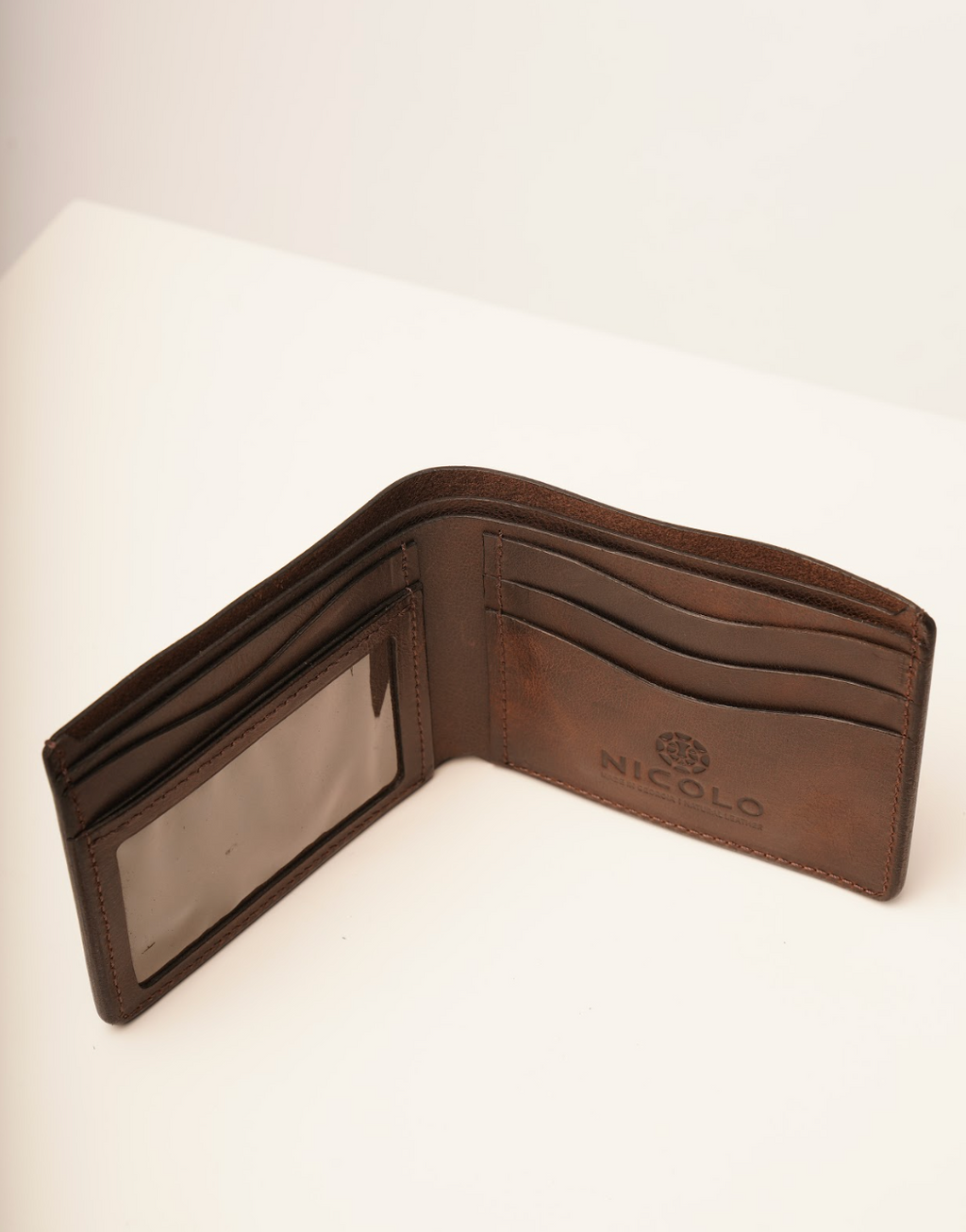 ნიკოლოს ნატურალური ტყავის საფულე, ყავისფერი