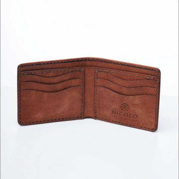 ნიკოლოს ნატურალური ტყავის საფულე, ღია ყავისფერი