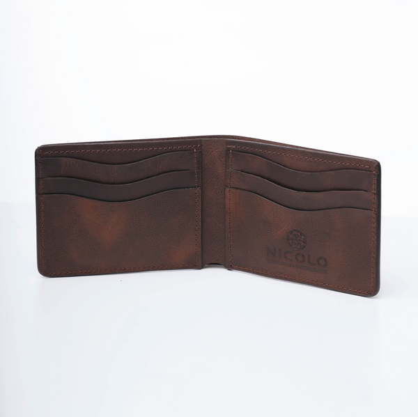 ნიკოლოს ნატურალური ტყავის საფულე, ყავისფერი