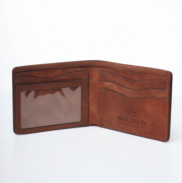 ნიკოლოს ნატურალური ტყავის საფულე, ყავისფერი