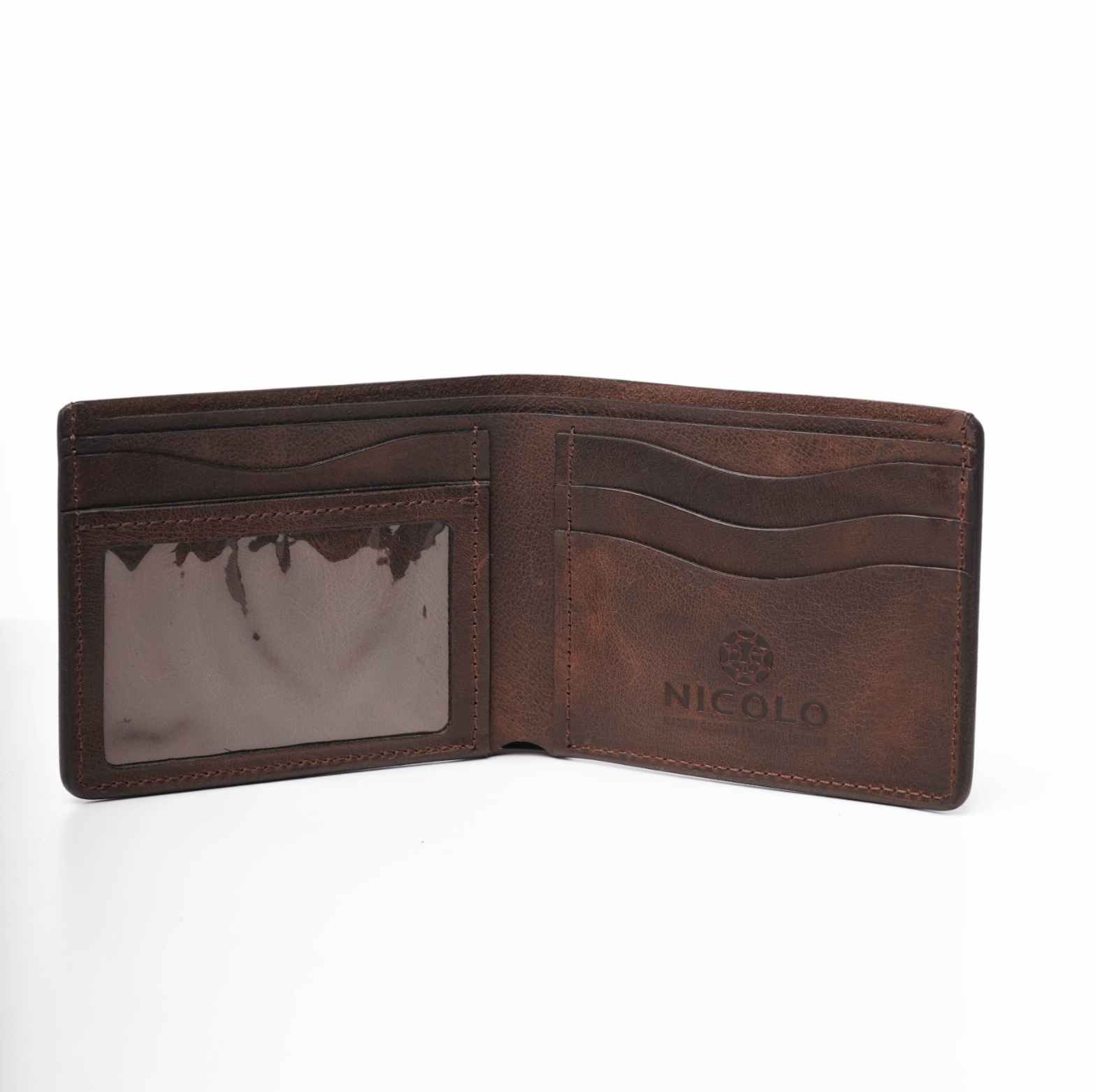 ნიკოლოს ნატურალური ტყავის საფულე, ყავისფერი