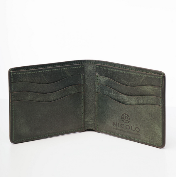 ნიკოლოს ნატურალური ტყავის საფულე, მწვანე