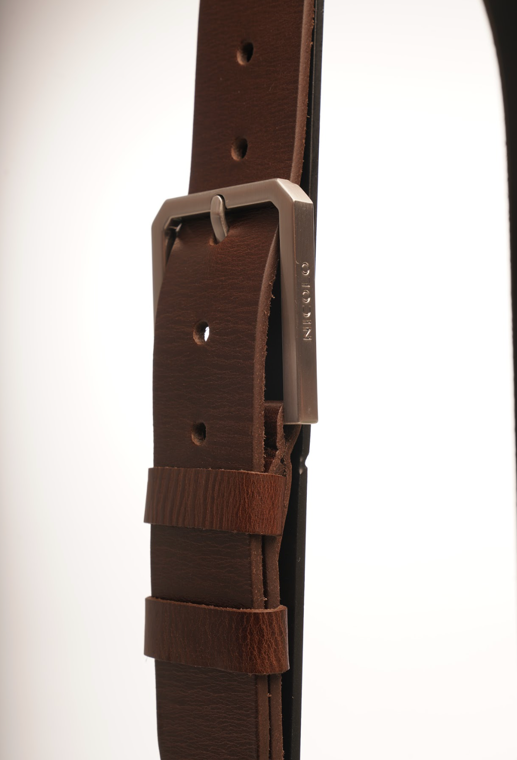 ნიკოლოს ნატურალური ტყავის ქამარი, ყავისფერი, 40 მმ