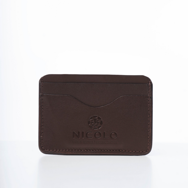 ნიკოლოს ნატურალური ტყავის საბარათე, ყავისფერი